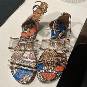 Women Sandals Snake Skin Multi Color